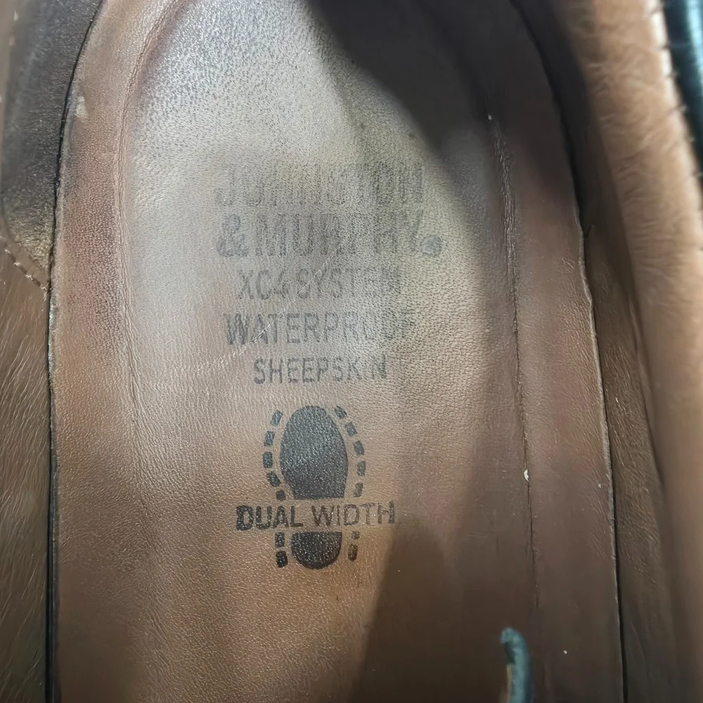 Johnston Murphy XC4 Oxford Shoes Mens 9.5 Pattison Black Sheepskin Leather Derby